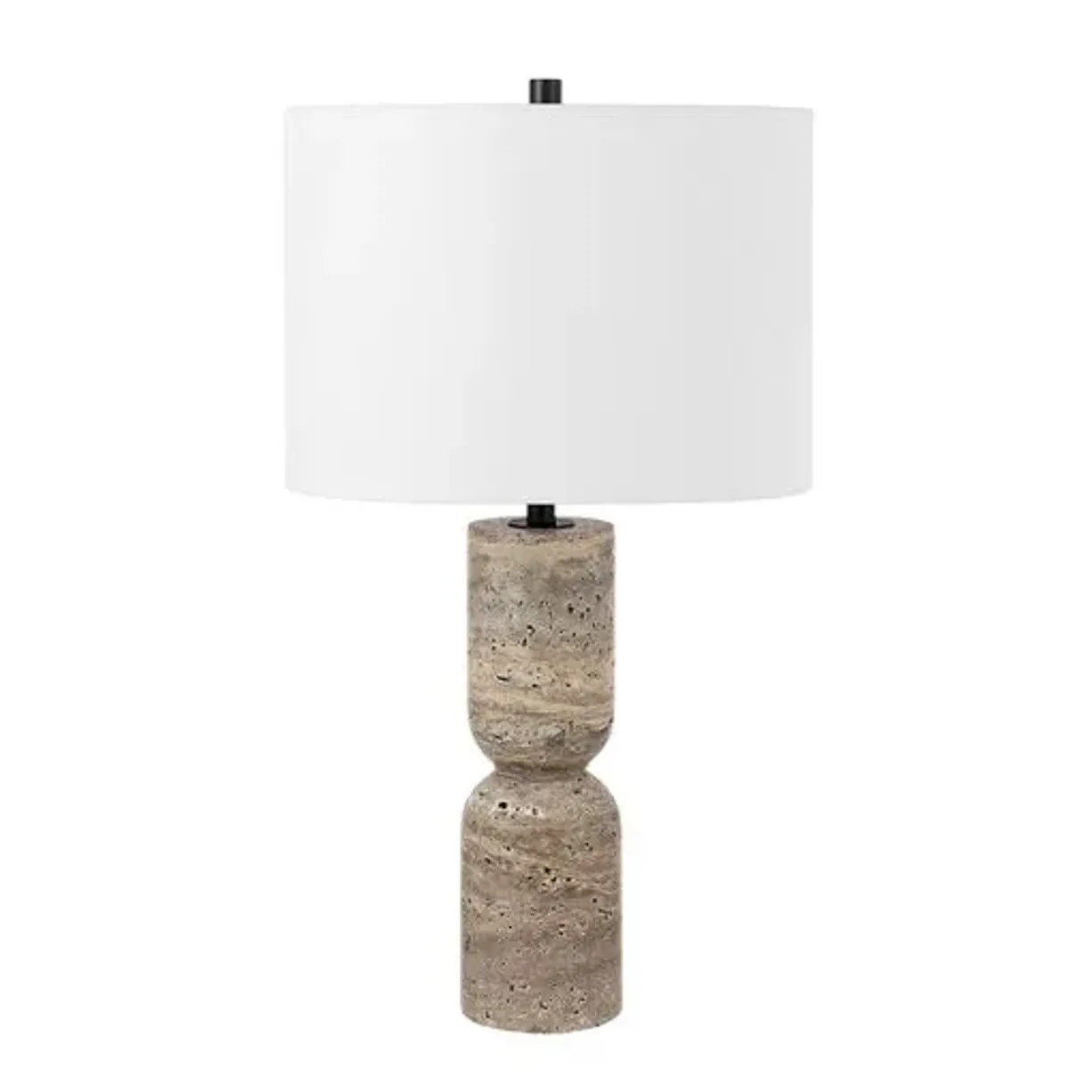 Alessandra 25.25" Travertine Table Lamp - Gray