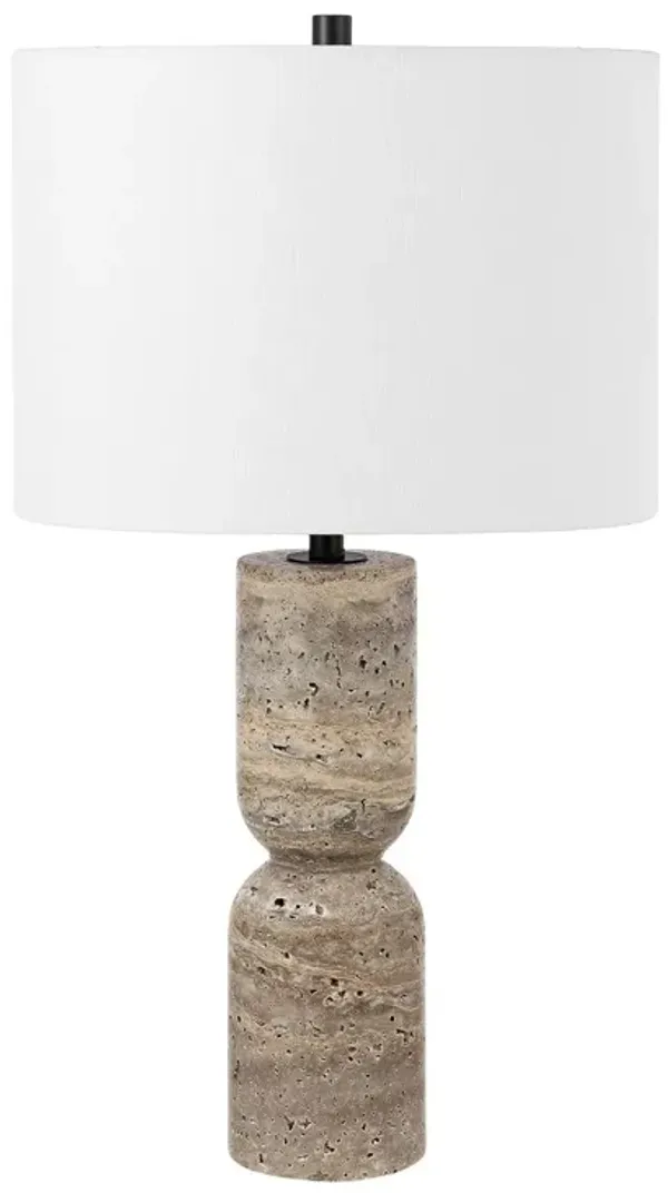 Alessandra 25.25" Travertine Table Lamp - Gray