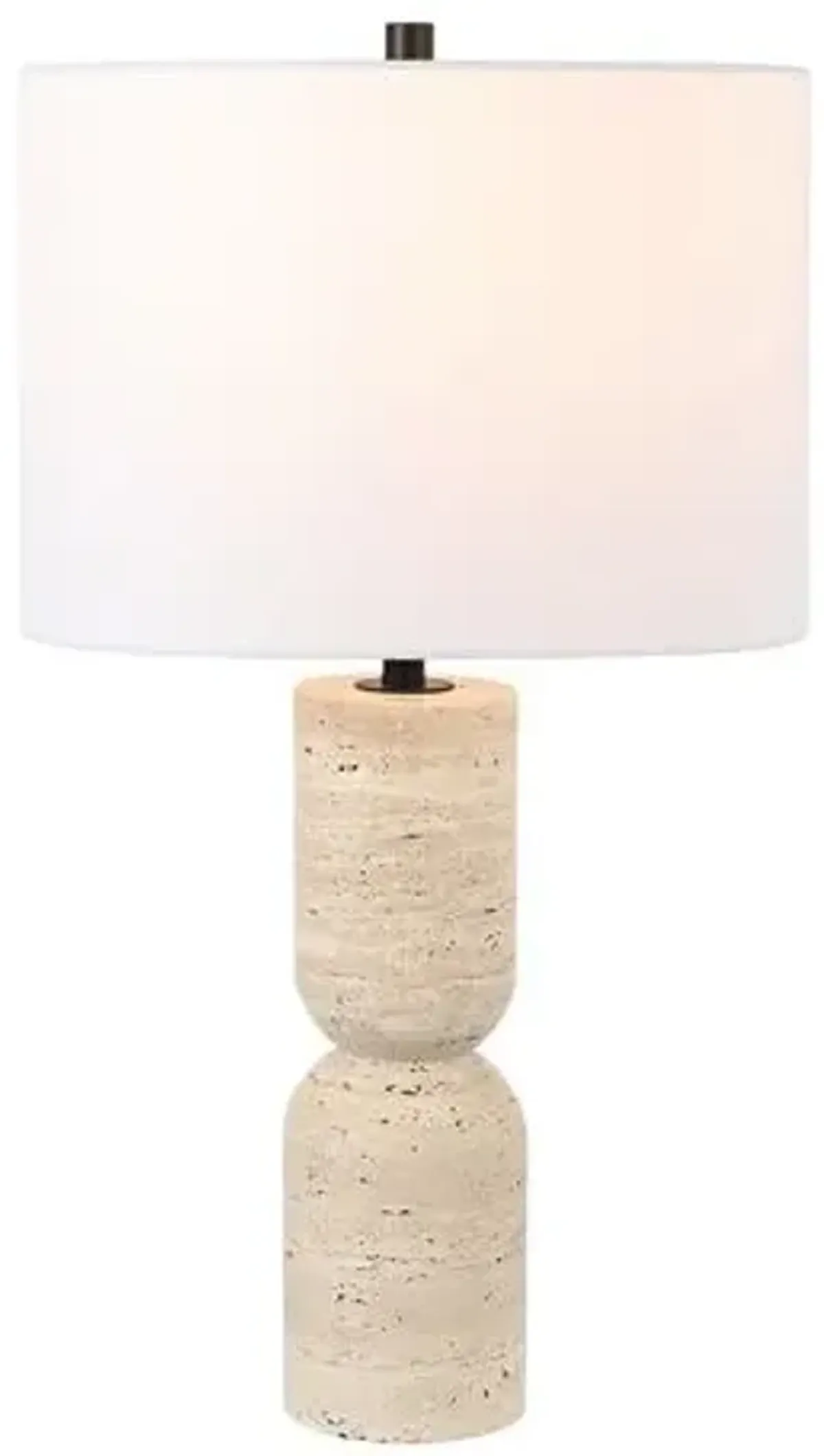 Alessandra 25.25" Travertine Table Lamp - Ivory