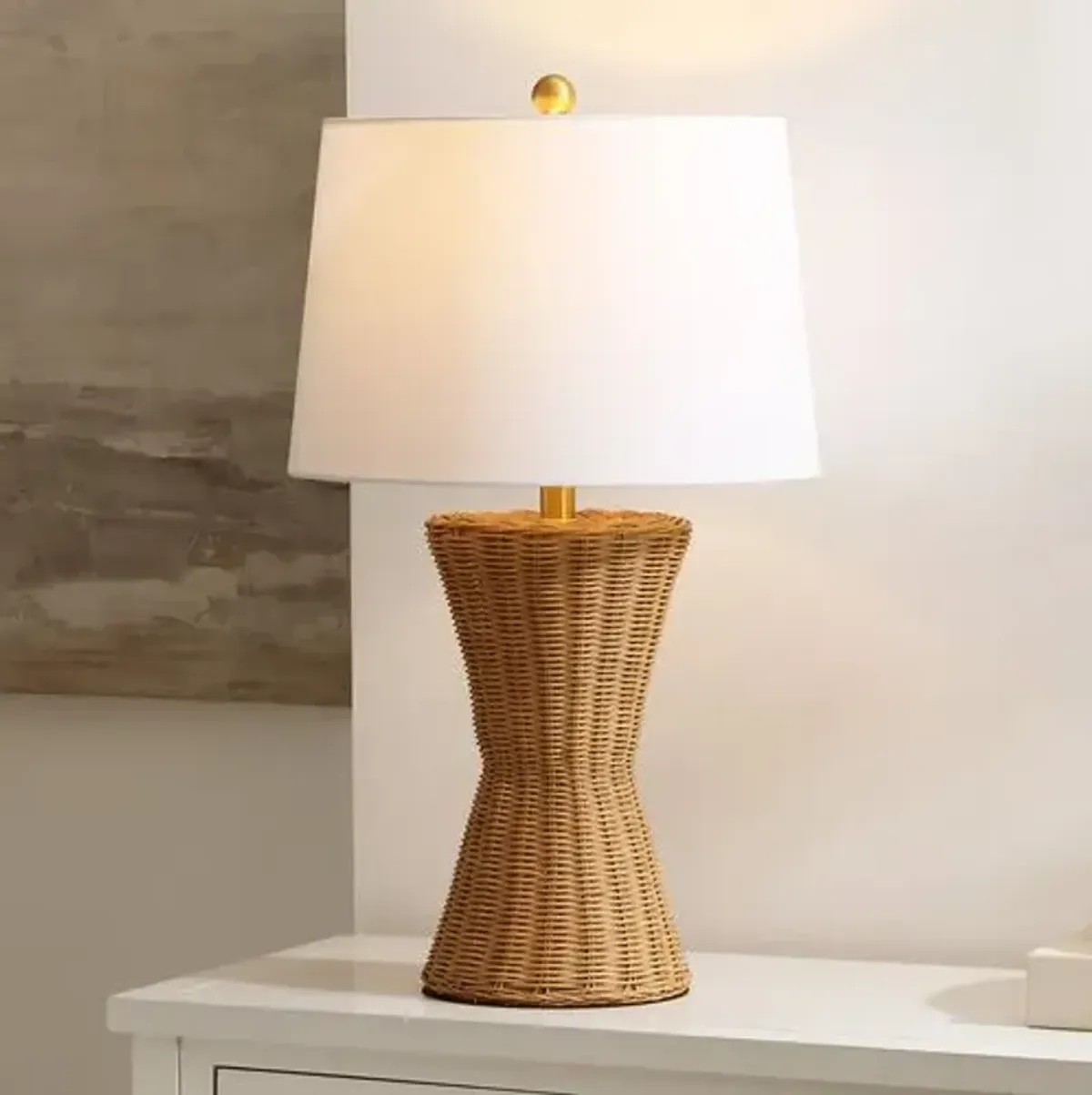 Bessie 26" Rattan Table Lamp - Natural/Brass - Brown