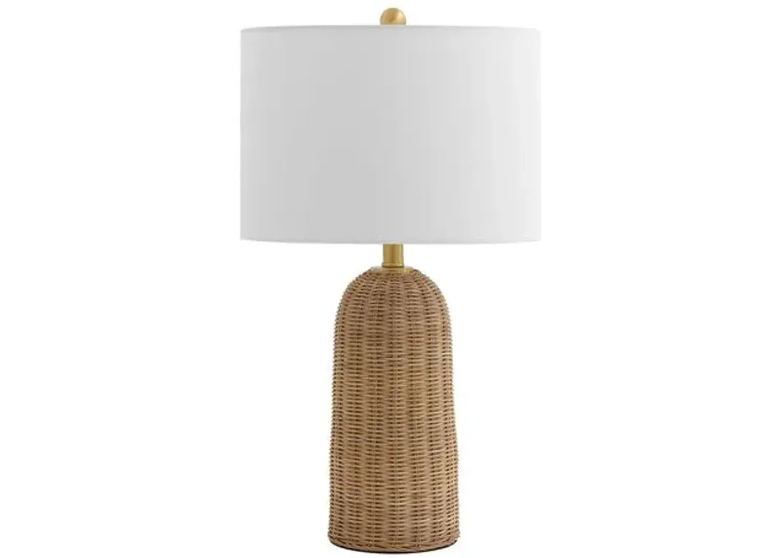 Wolly 25.5" Rattan Table Lamp - Natural/Brass - Handcrafted - Brown