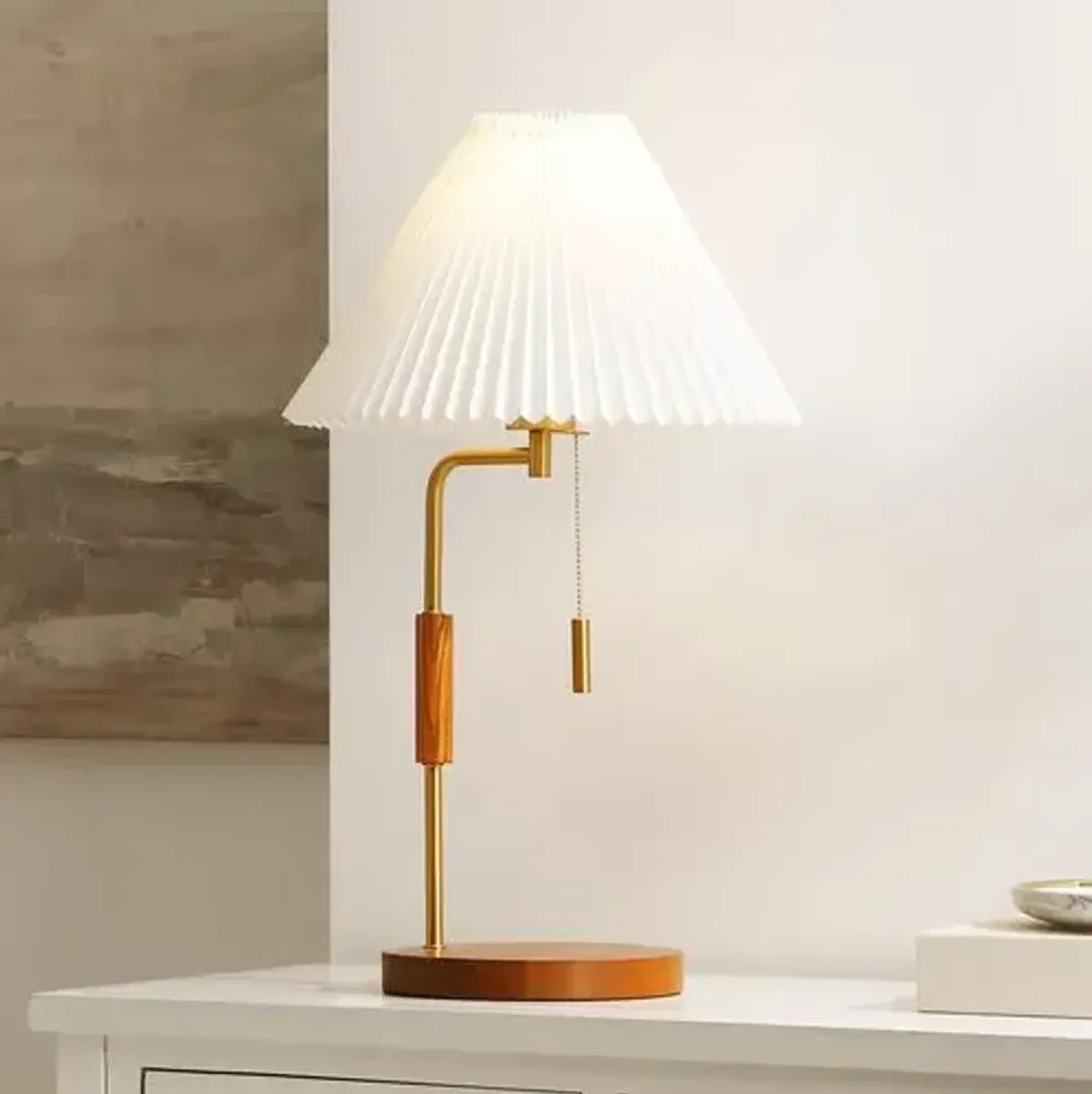 Lejer 24" Table Lamp - Walnut/Brass - Brown