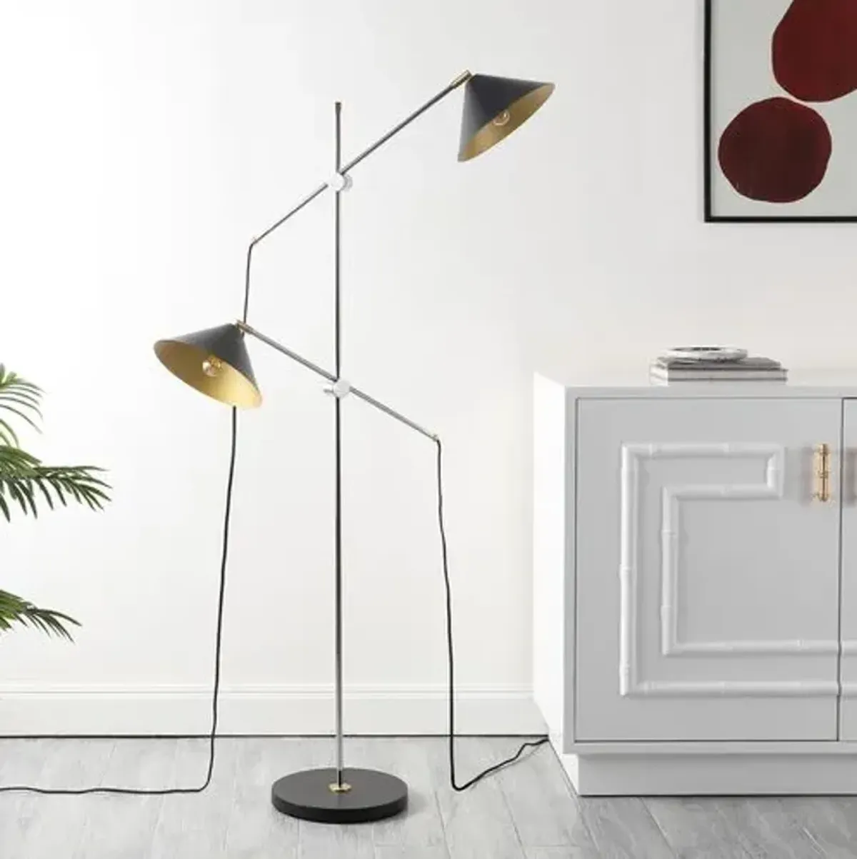 Tippon 2-Light 67.5" Floor Lamp - Black/Chrome