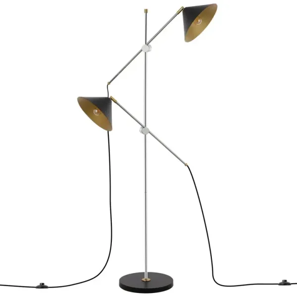 Tippon 2-Light 67.5" Floor Lamp - Black/Chrome
