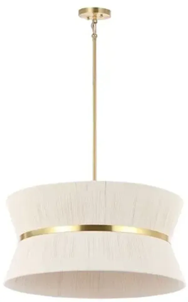 Philomena 4-Light - 24" Chandelier - Bleached Natural/Brass - White