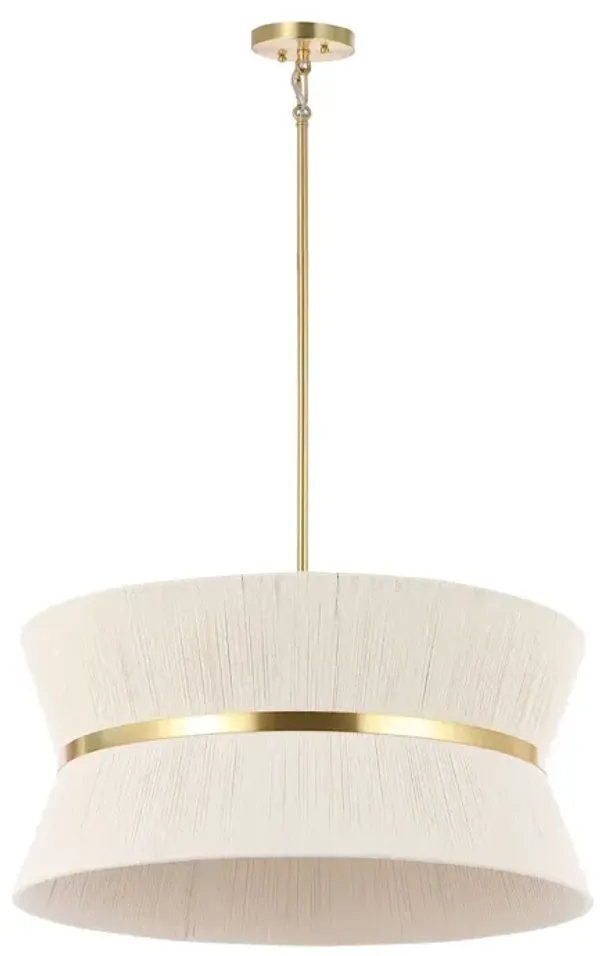 Philomena 4-Light - 24" Chandelier - Bleached Natural/Brass - White