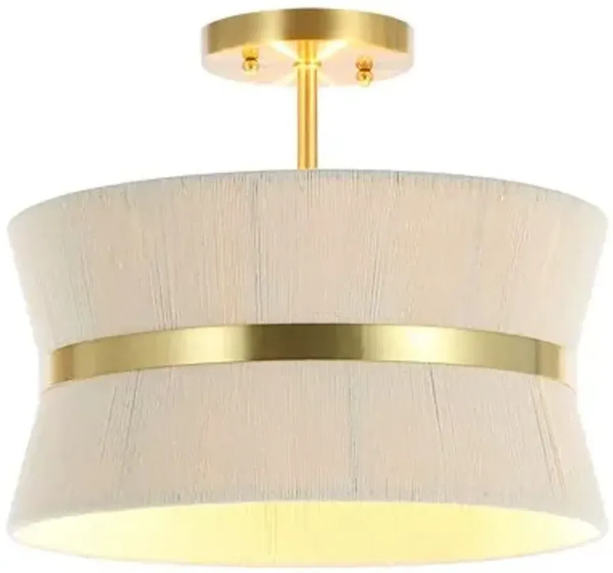 Philomena 3-Light - 13" Semi Flush - Bleached Natural/Brass - Beige