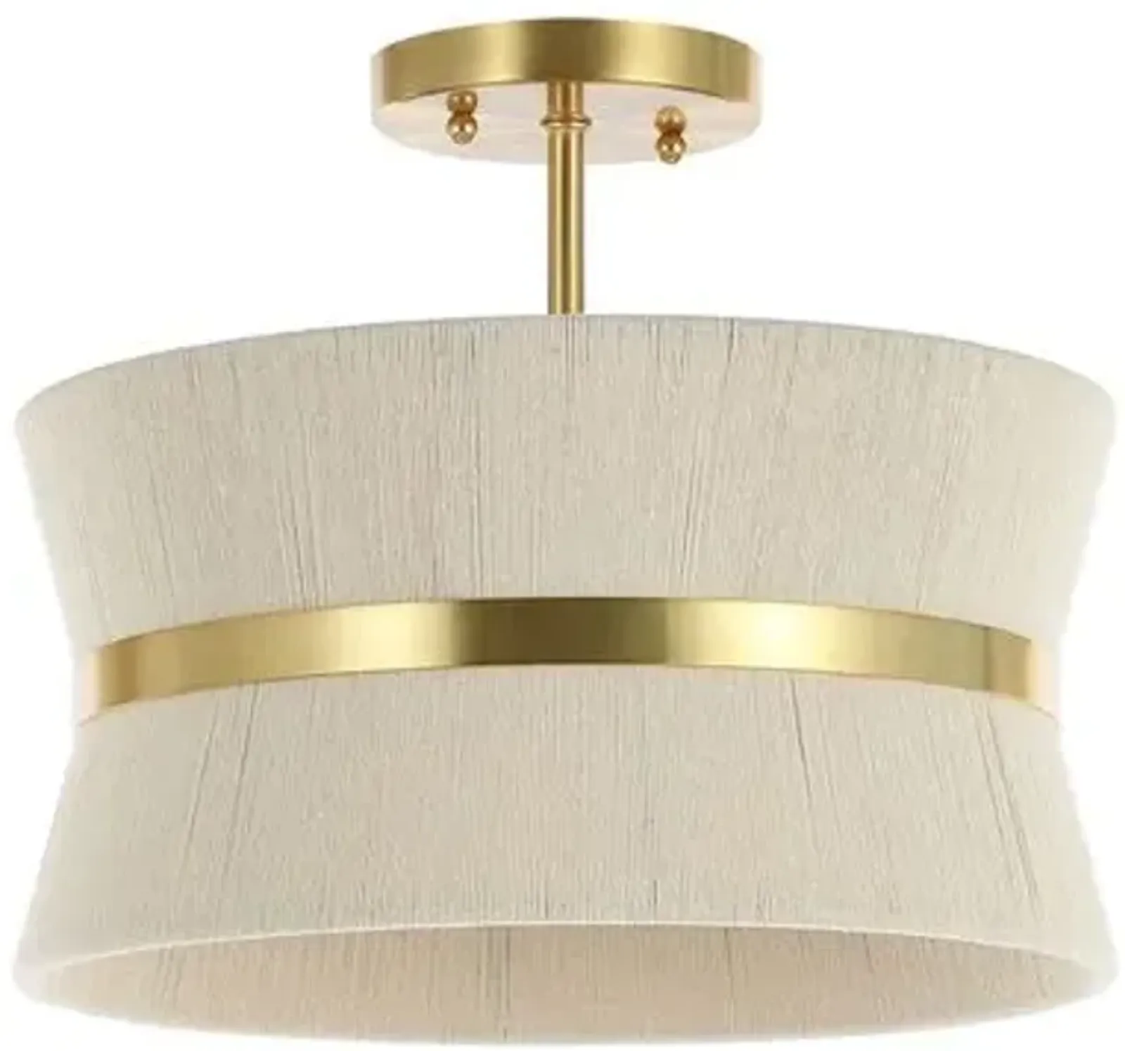 Philomena 3-Light - 13" Semi Flush - Bleached Natural/Brass - Beige