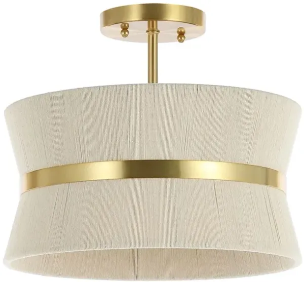 Philomena 3-Light - 13" Semi Flush - Bleached Natural/Brass - Beige