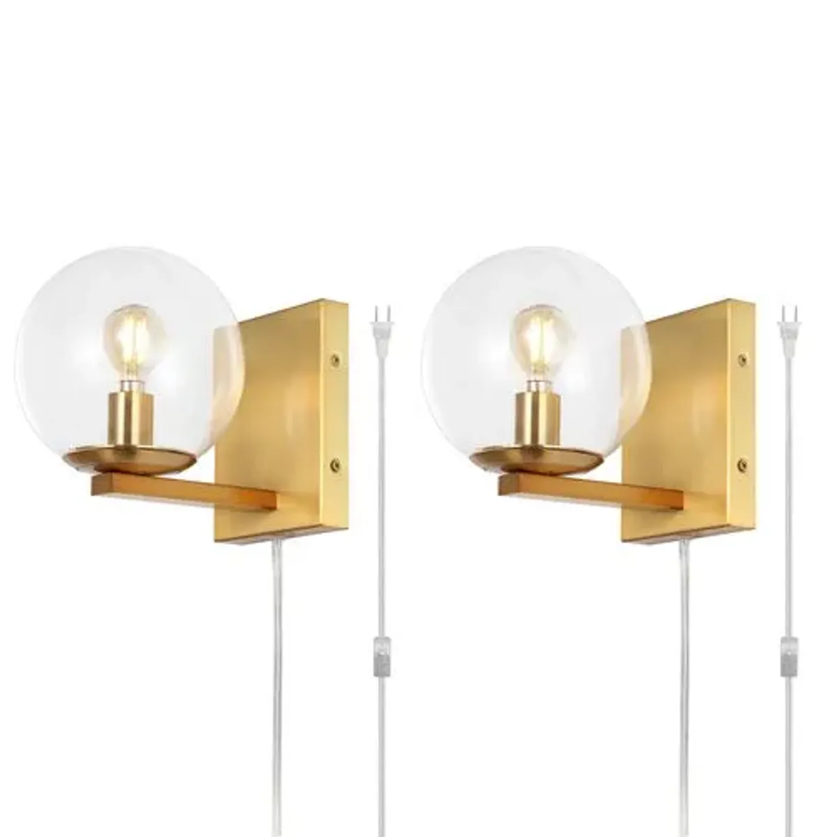 Set of 2 Jonie 5.5" Plug-In Wall Sconces - Brass - Gold