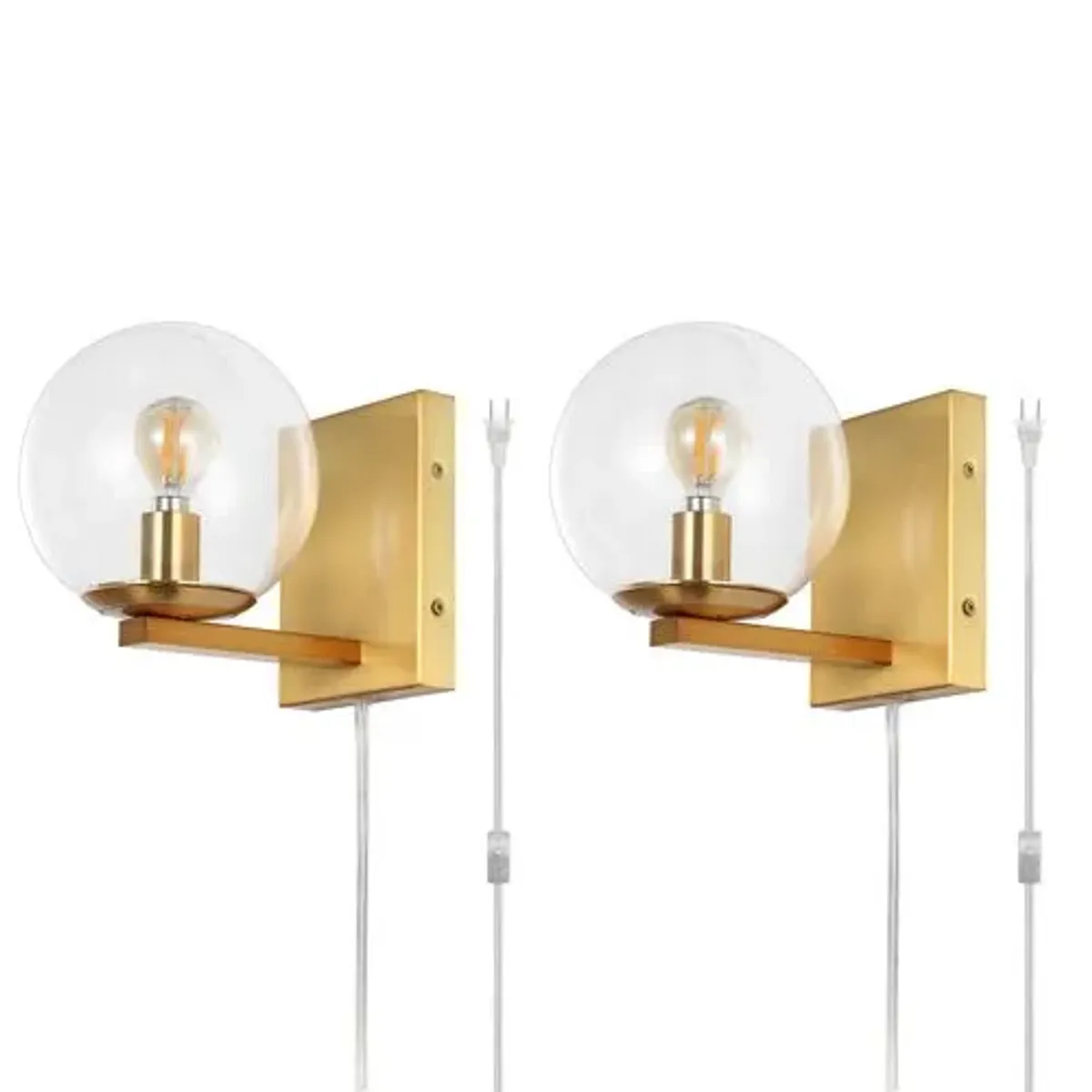 Set of 2 Jonie 5.5" Plug-In Wall Sconces - Brass - Gold