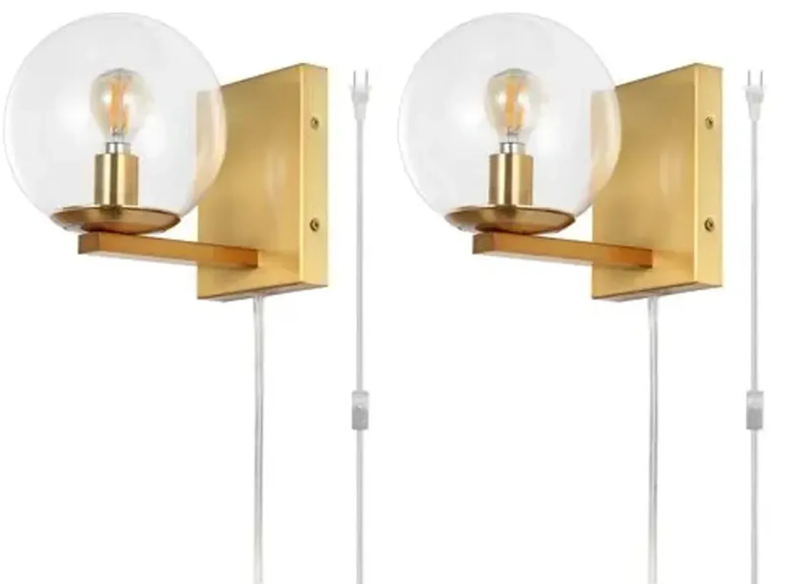 Set of 2 Jonie 5.5" Plug-In Wall Sconces - Brass - Gold