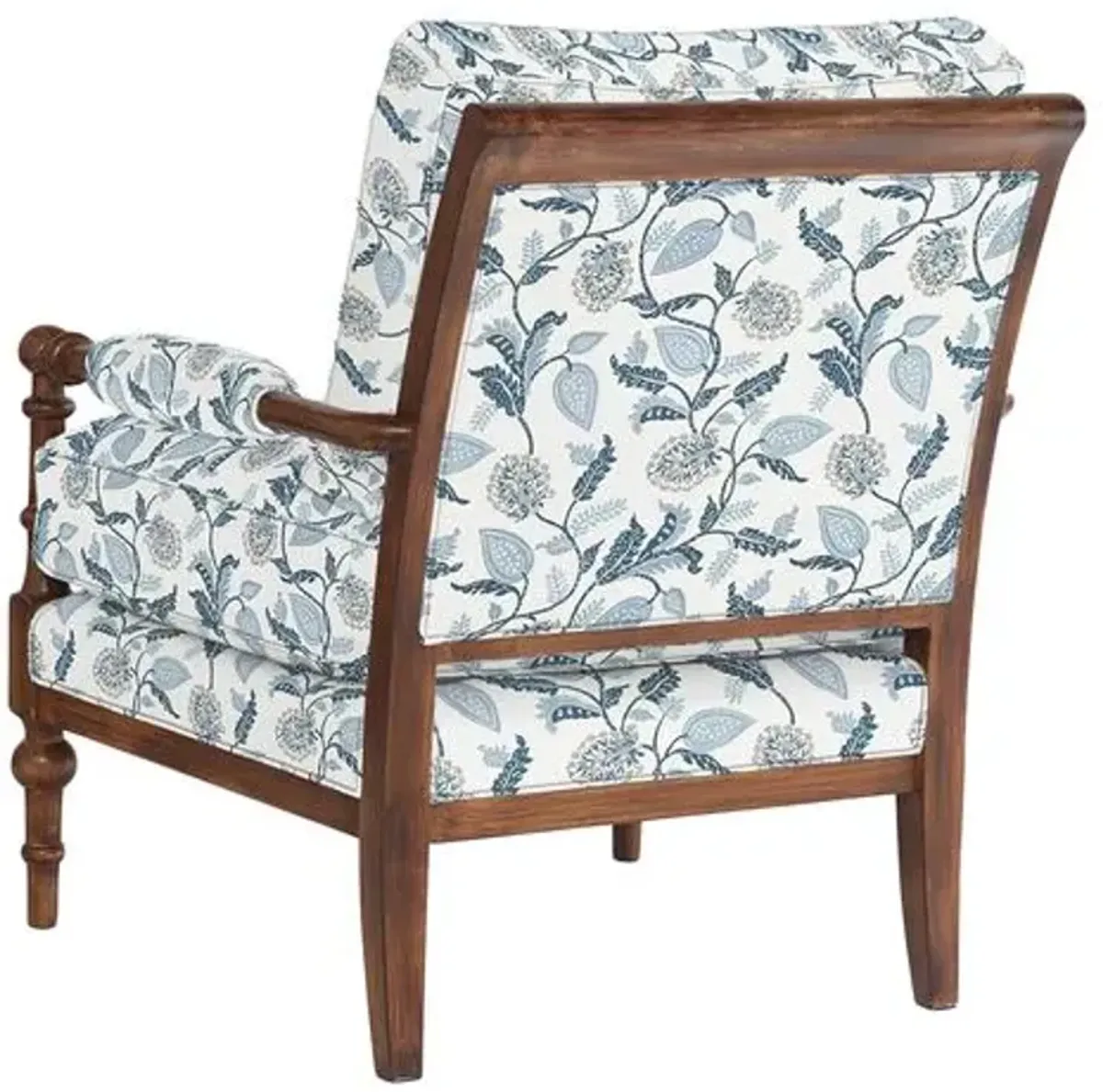 Lucy Exposed Wood Chair - Reid Indigo Floral - Handcrafted