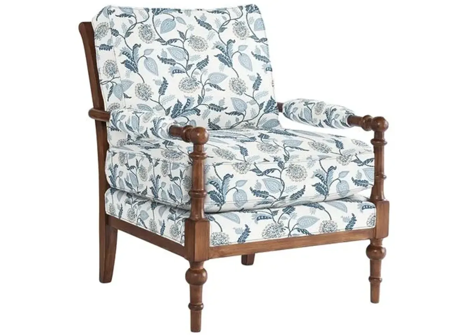 Lucy Exposed Wood Chair - Reid Indigo Floral - Handcrafted