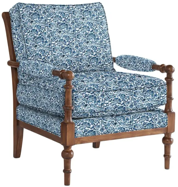 Lucy Exposed Wood Chair, Aurora Indigo Floral
