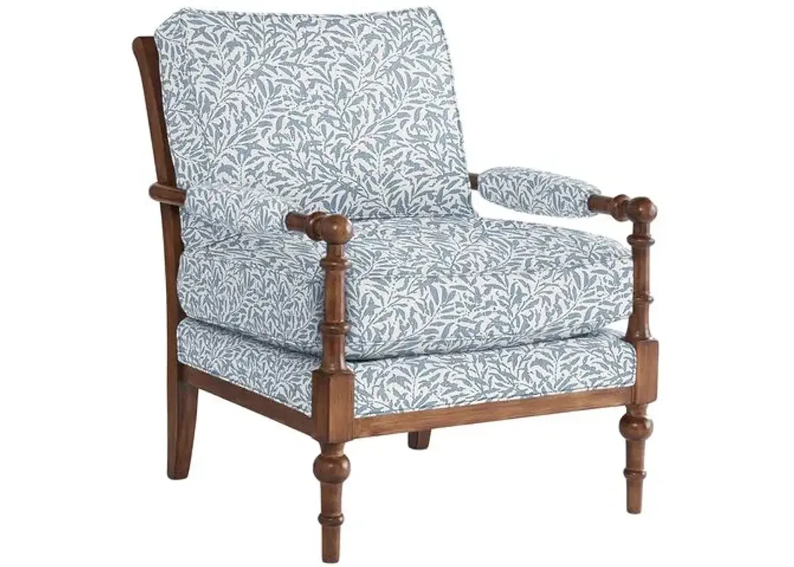 Lucy Exposed Wood Chair - Lunden Floral - Handcrafted - Blue