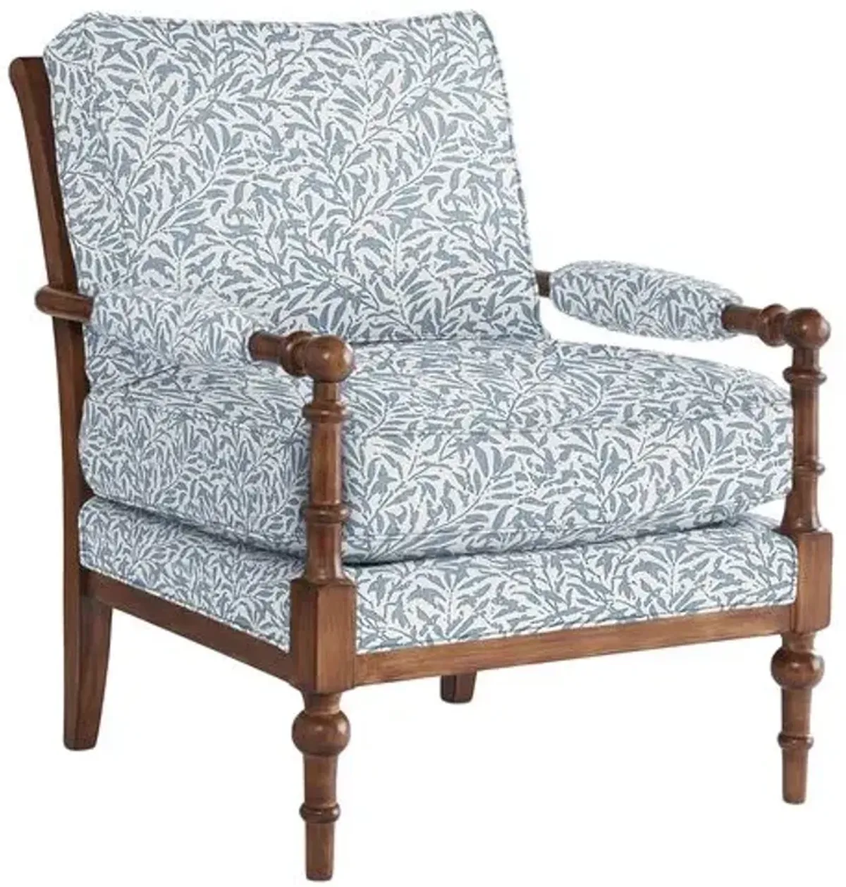 Lucy Exposed Wood Chair - Lunden Floral - Handcrafted - Blue