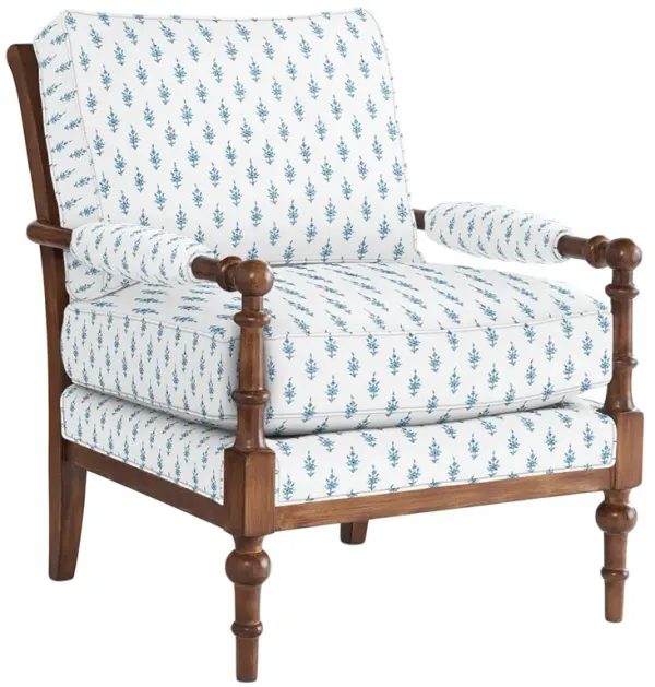 Lucy Exposed Wood Chair, Leyland Sky Block Print
