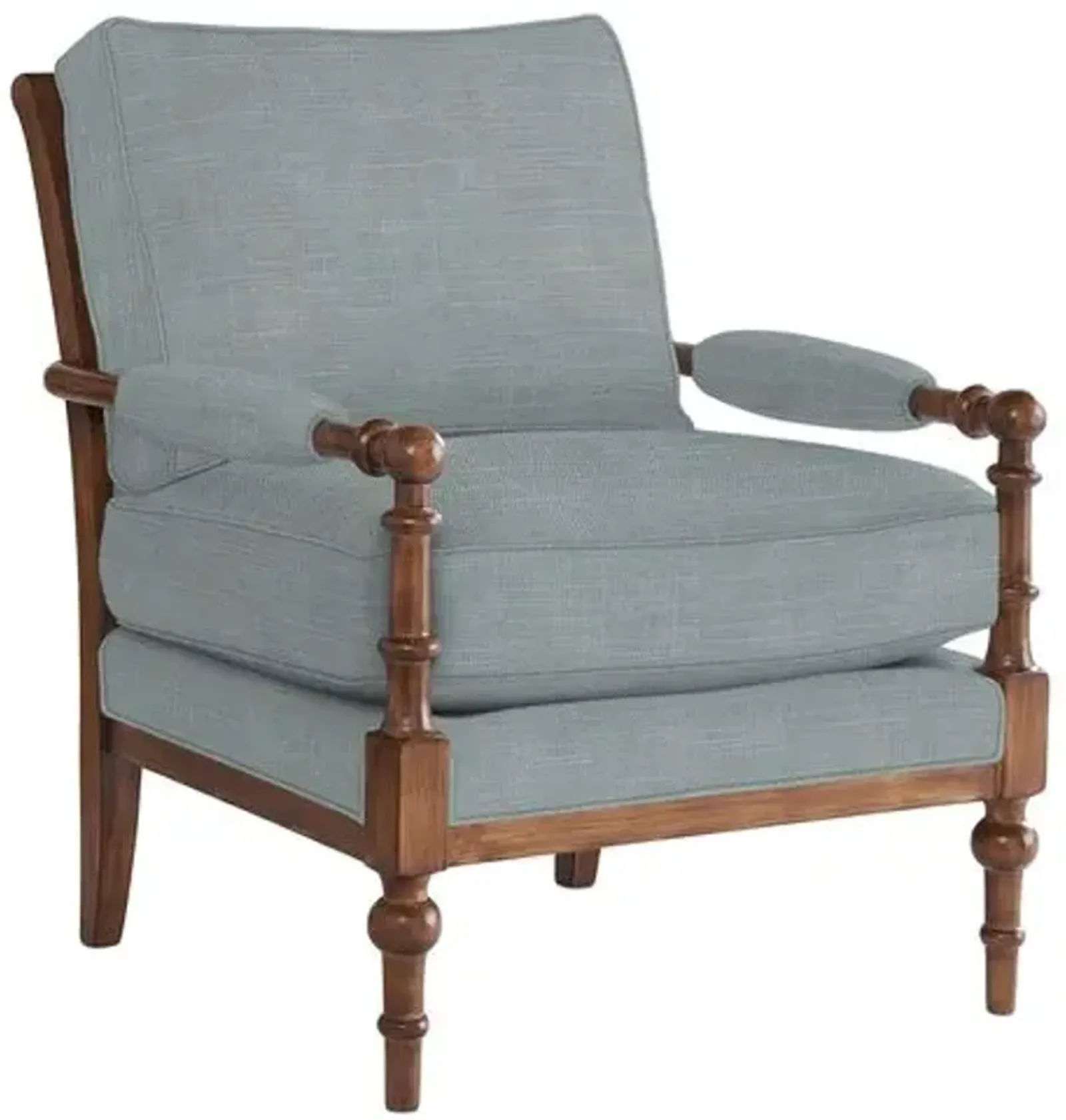 Lucy Exposed Wood Chair - Crypton Linen - Handcrafted