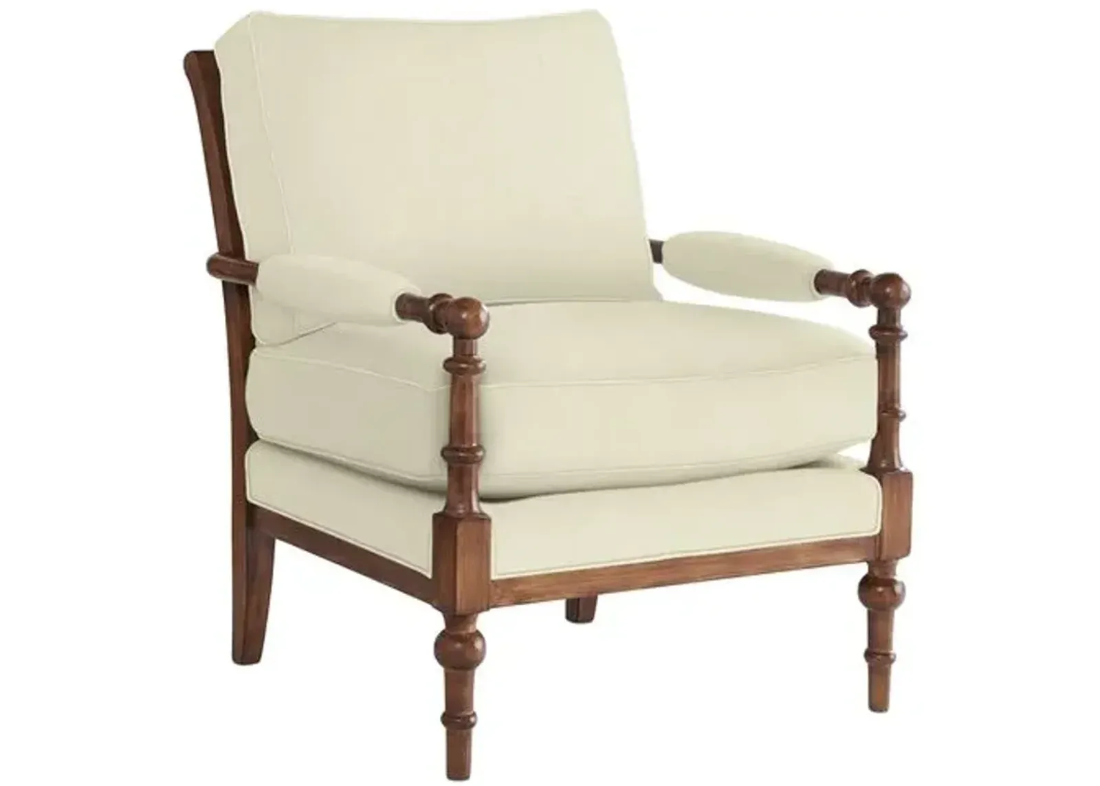 Lucy Exposed Wood Chair - Crypton Linen - Handcrafted - Ivory