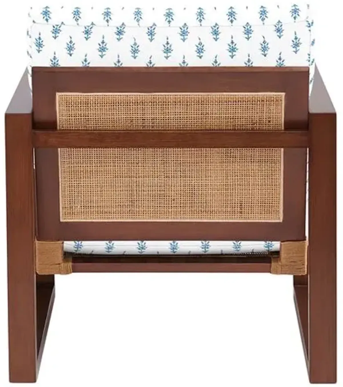 Grant Exposed Wood Chair - Leyland Sky Block Print - Handcrafted