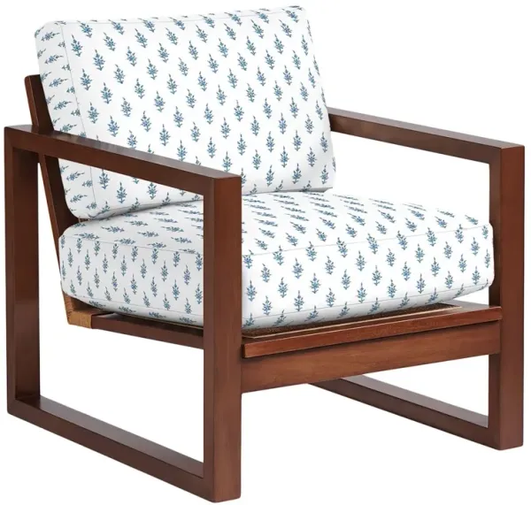 Grant Exposed Wood Chair, Leyland Sky Block Print