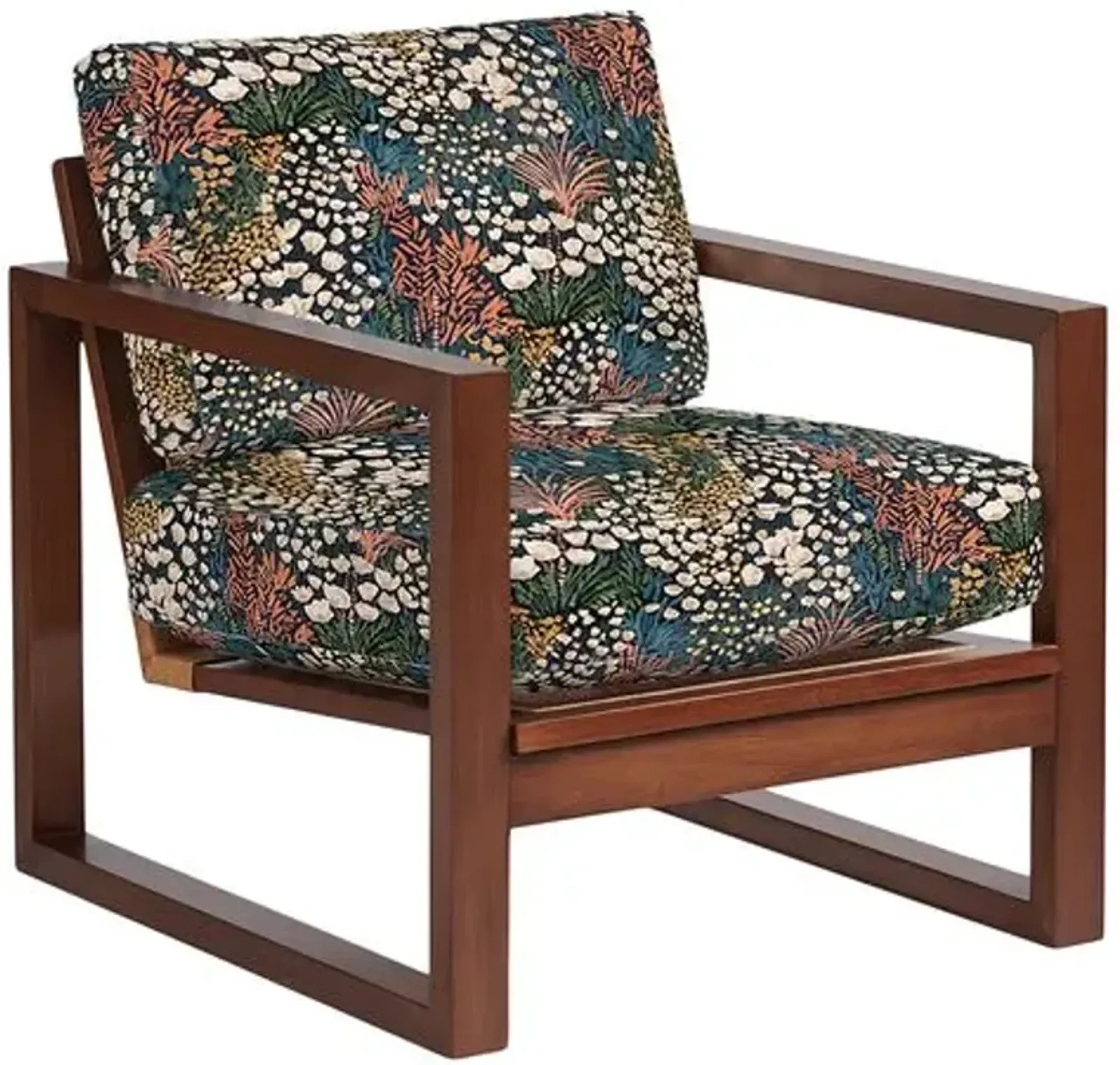 Grant Exposed Wood Chair - Caro Bloom Floral - Handcrafted - Multi