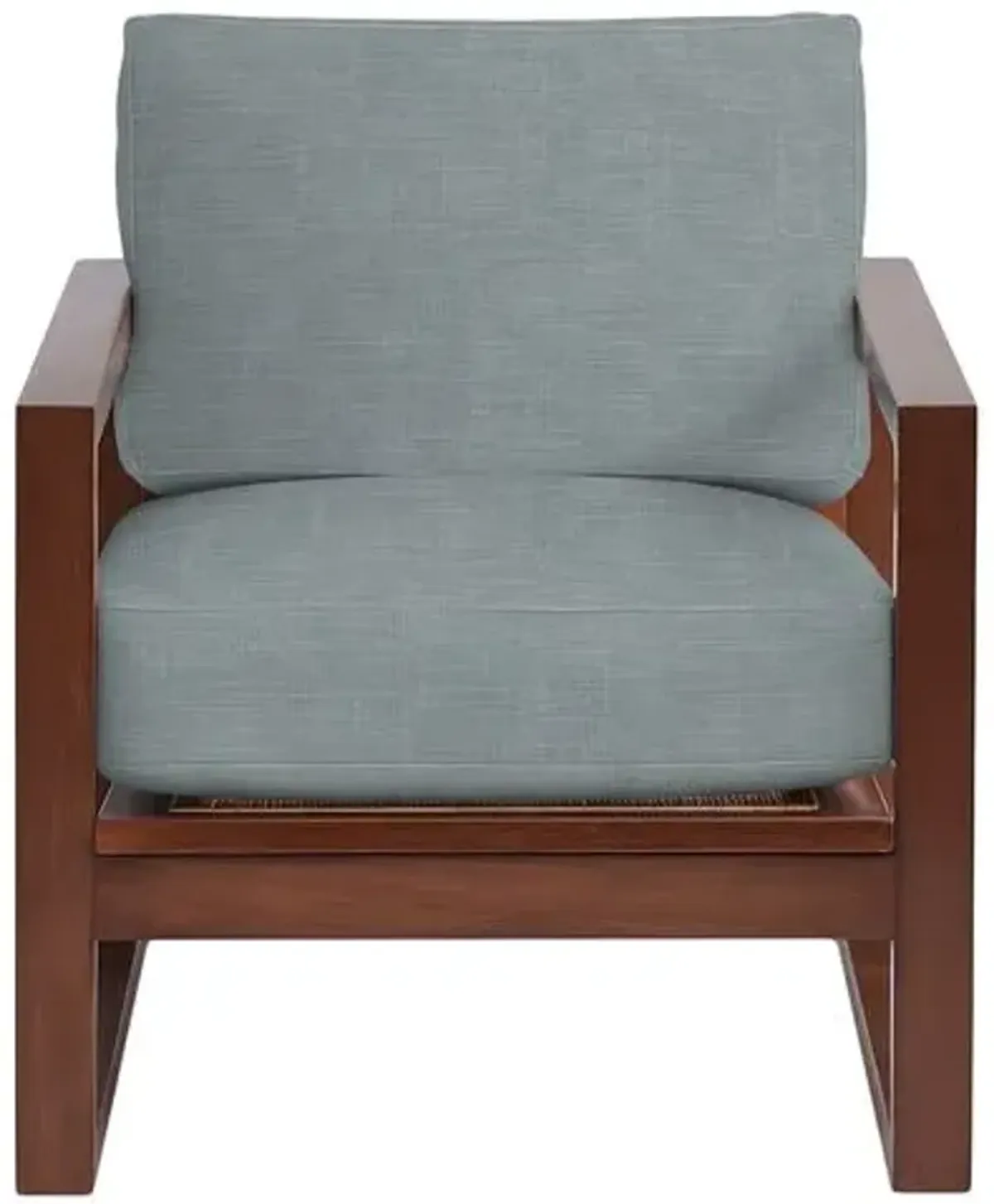 Grant Exposed Wood Chair - Natural Cane/Crypton Linen - Handcrafted - Blue