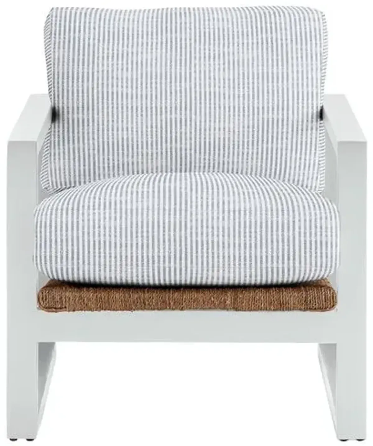 Effie Exposed Wood Chair - Inside Out Ticking Stripe - Handcrafted - Blue