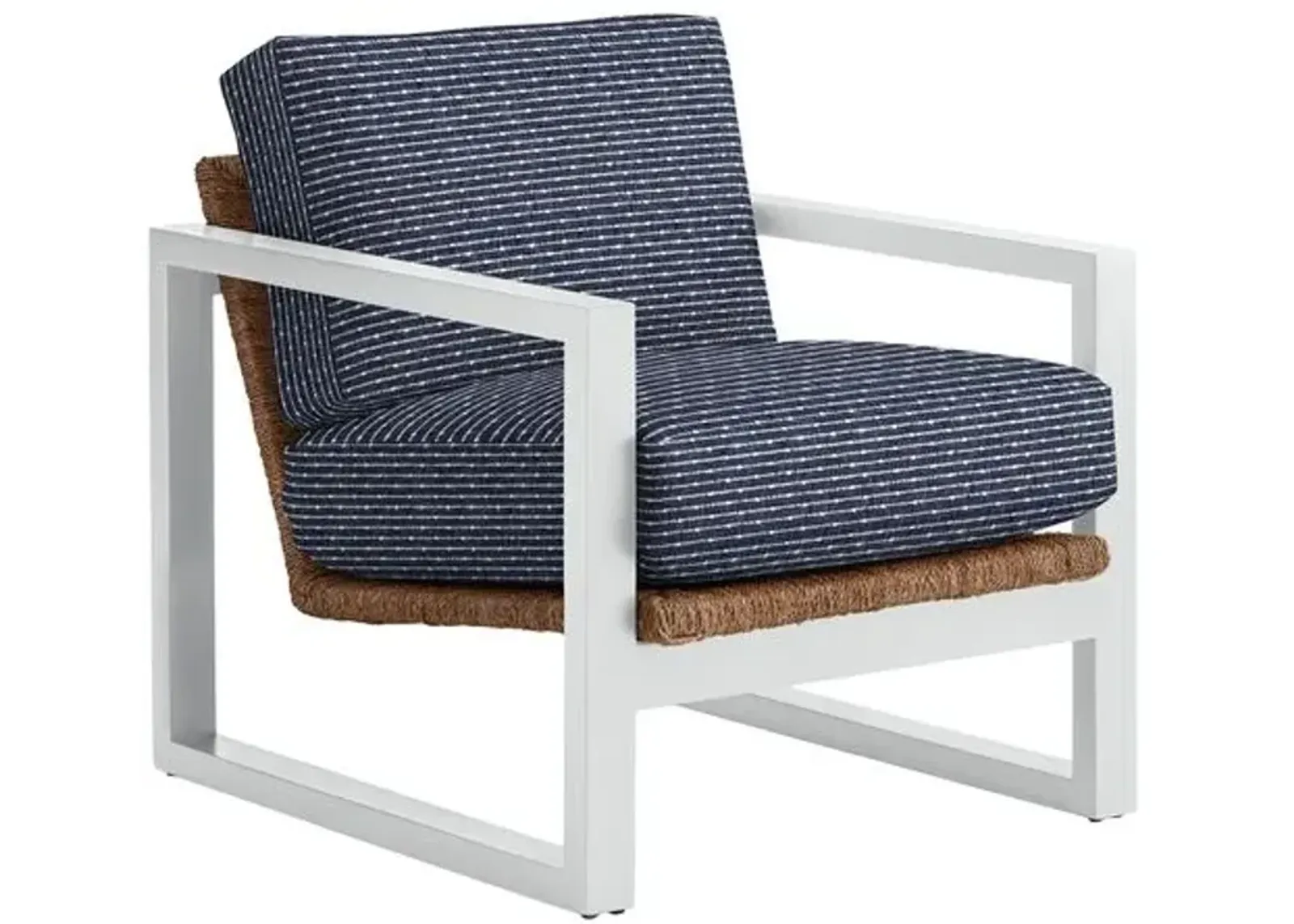 Effie White Exposed Wood Chair - Marina Stripe - Handcrafted - Blue