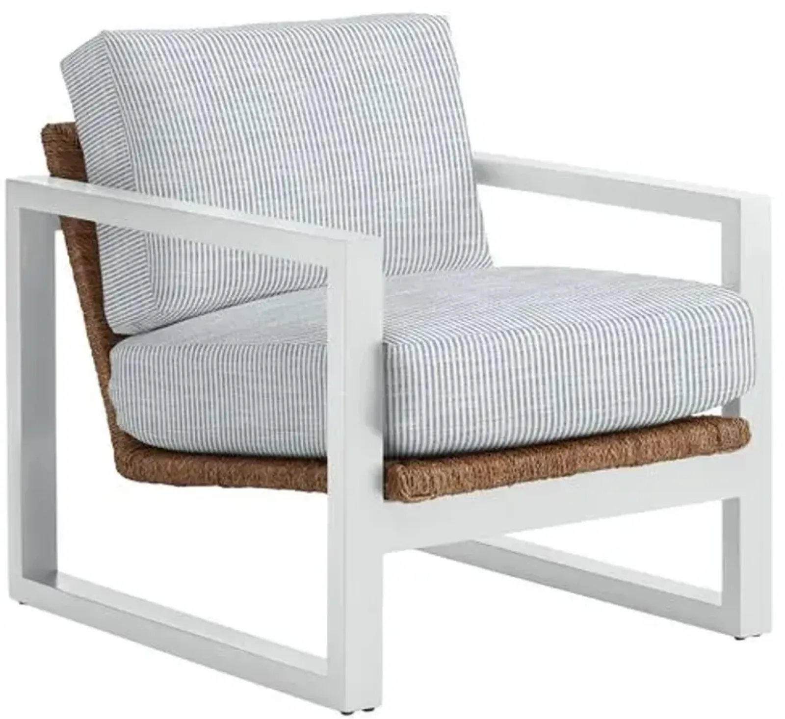 Effie White Exposed Wood Chair - Inside Out Ticking Stripe - Handcrafted - Blue