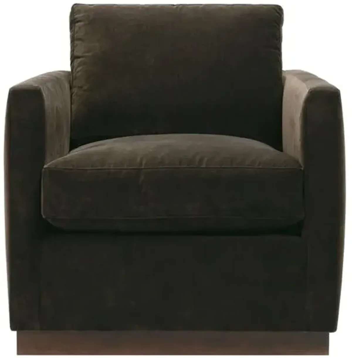 Liam Velvet Swivel Chair - Cocoa - Handcrafted