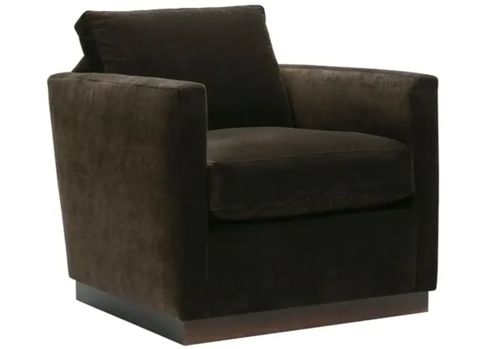 Liam Velvet Swivel Chair - Cocoa - Handcrafted