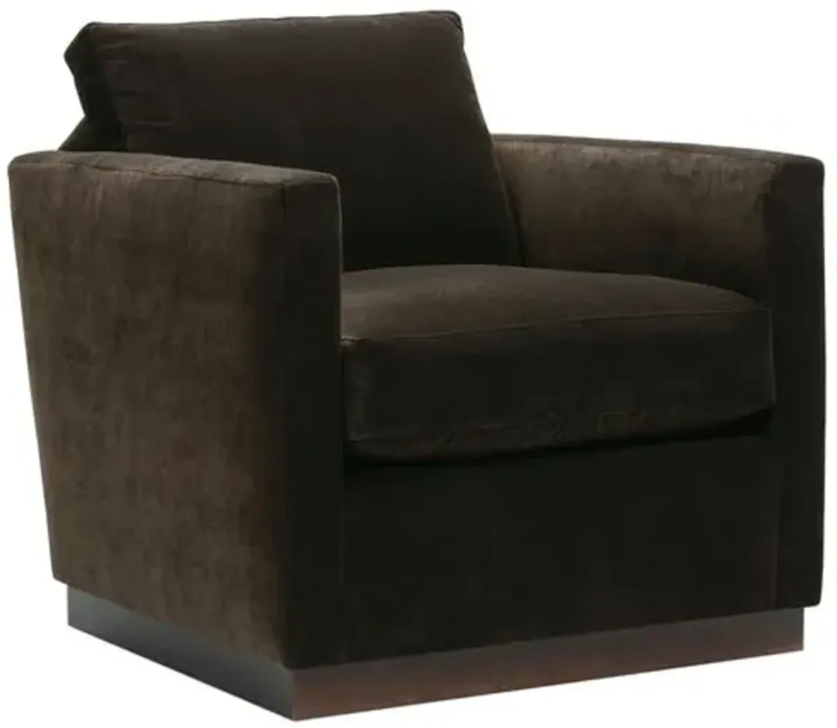 Liam Velvet Swivel Chair - Cocoa - Handcrafted