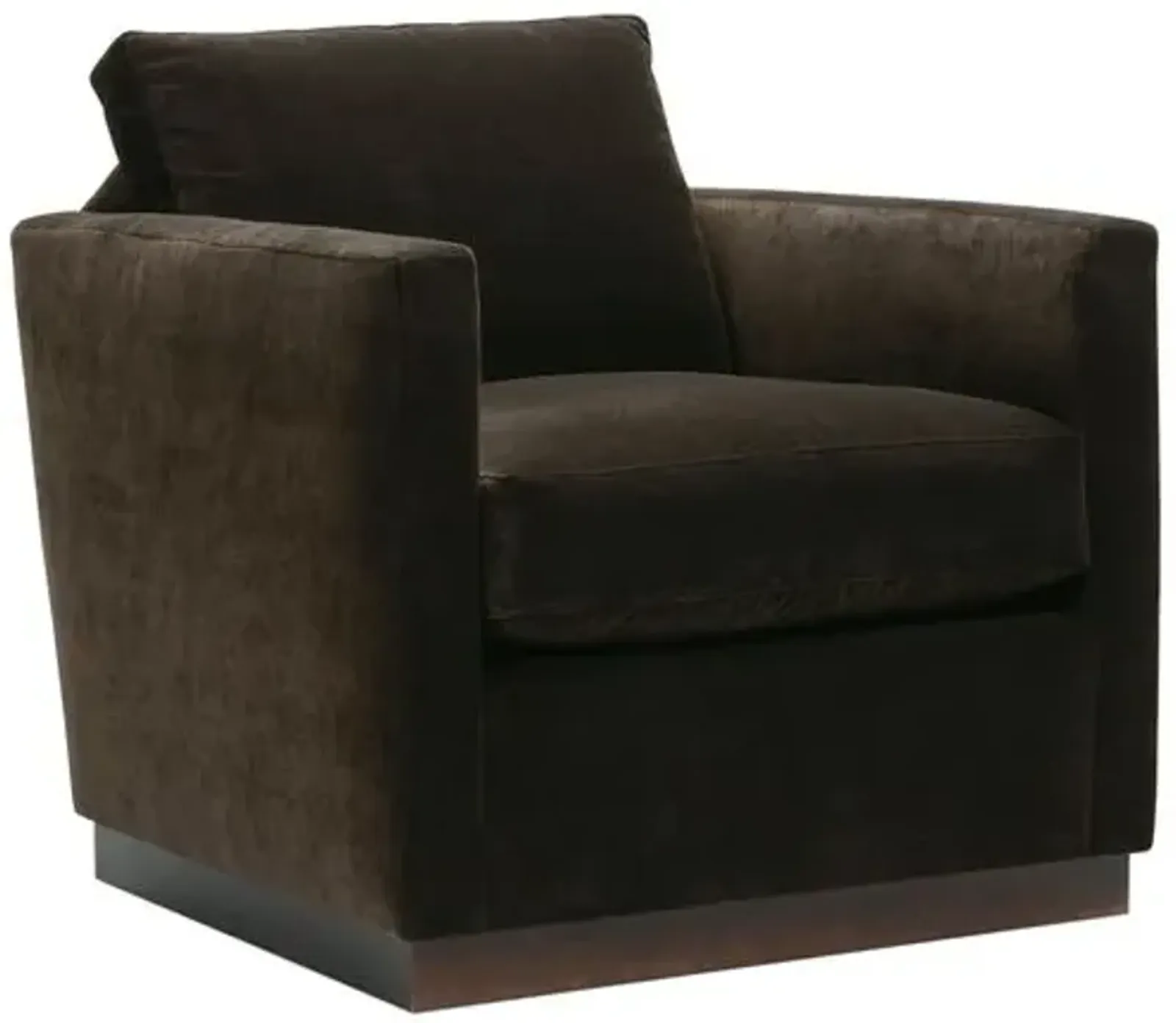 Liam Velvet Swivel Chair - Cocoa - Handcrafted