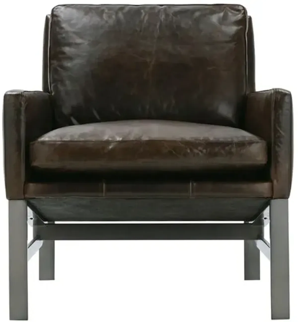 Mateo Leather Accent Chair - Bark - Brown, Comfortable, Durable