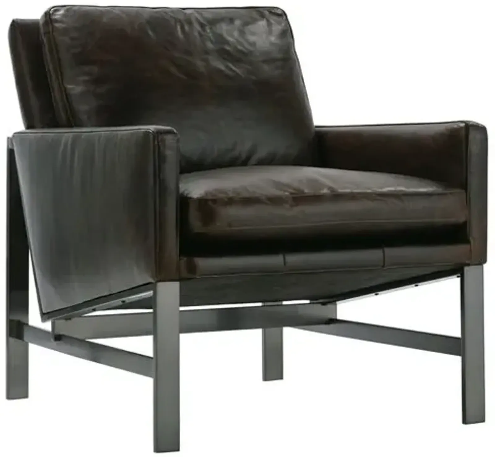 Mateo Leather Accent Chair - Bark - Brown, Comfortable, Durable