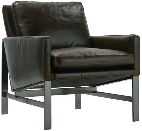 Mateo Leather Accent Chair, Bark