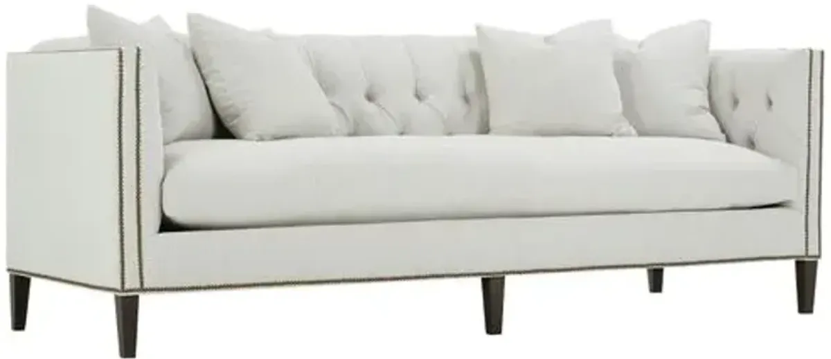 Ella Tufted Sofa - Platinum Ticking Stripe