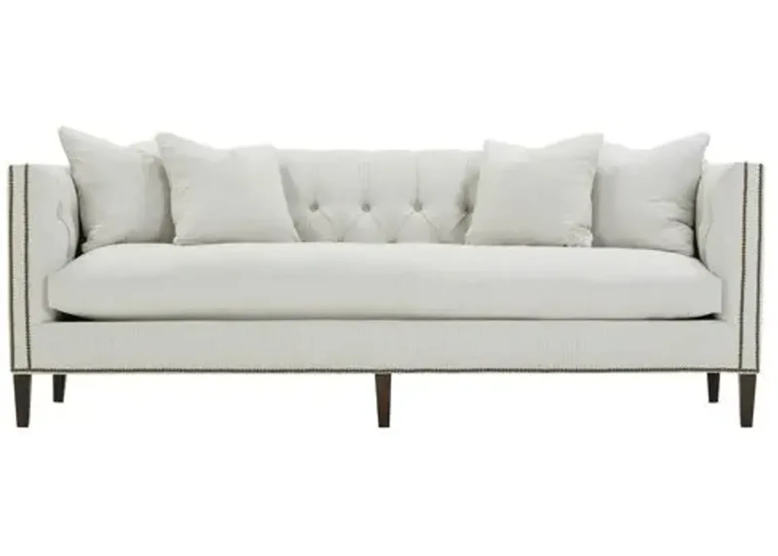 Ella Tufted Sofa - Platinum Ticking Stripe