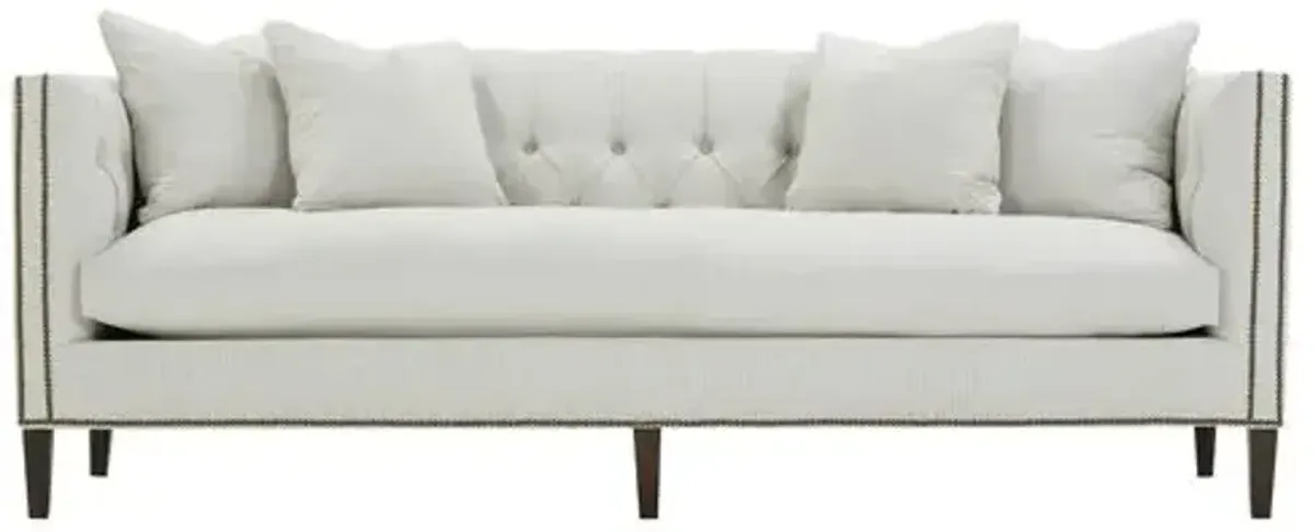 Ella Tufted Sofa - Platinum Ticking Stripe