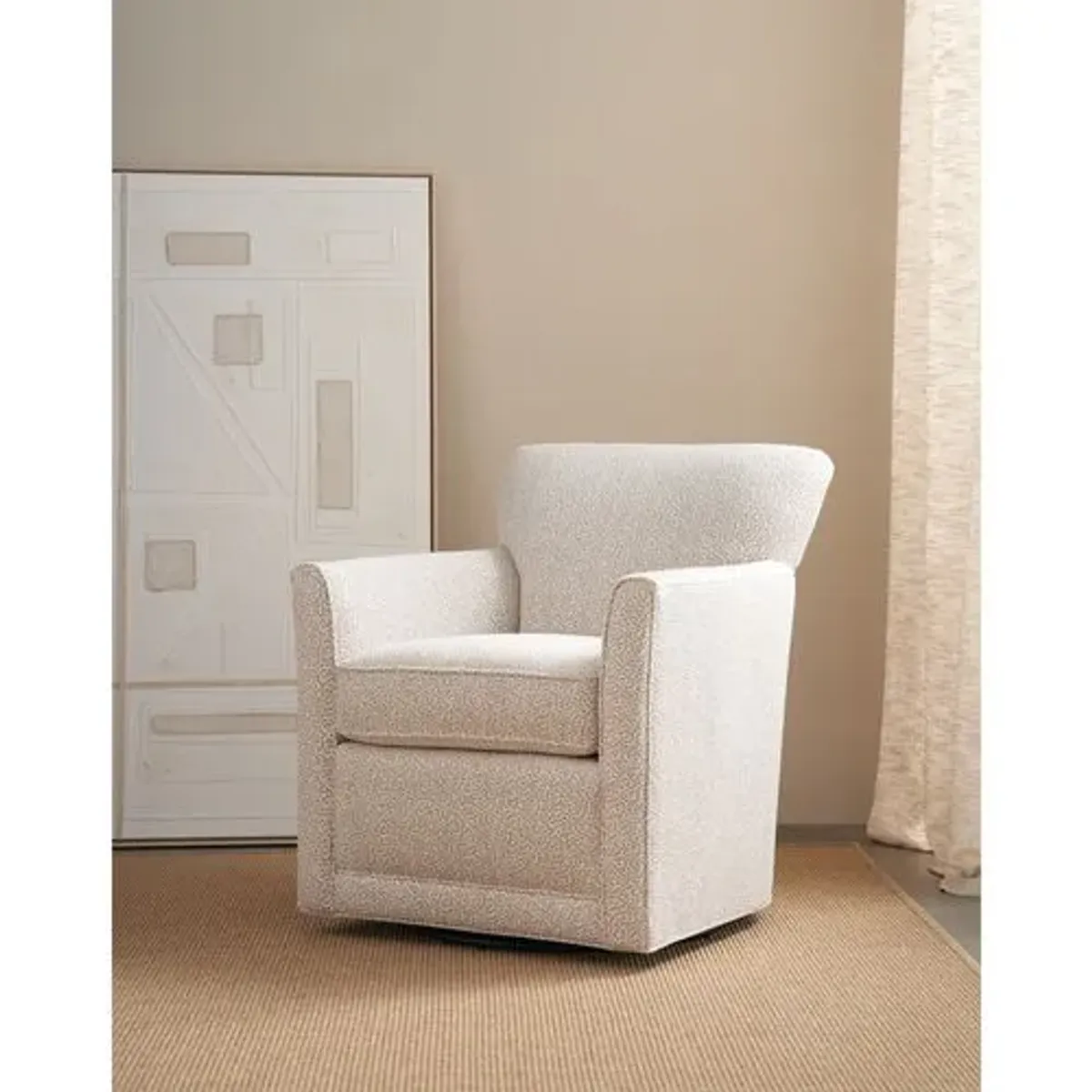 Scottie Square Swivel Chair - Chenille Wheat Dot