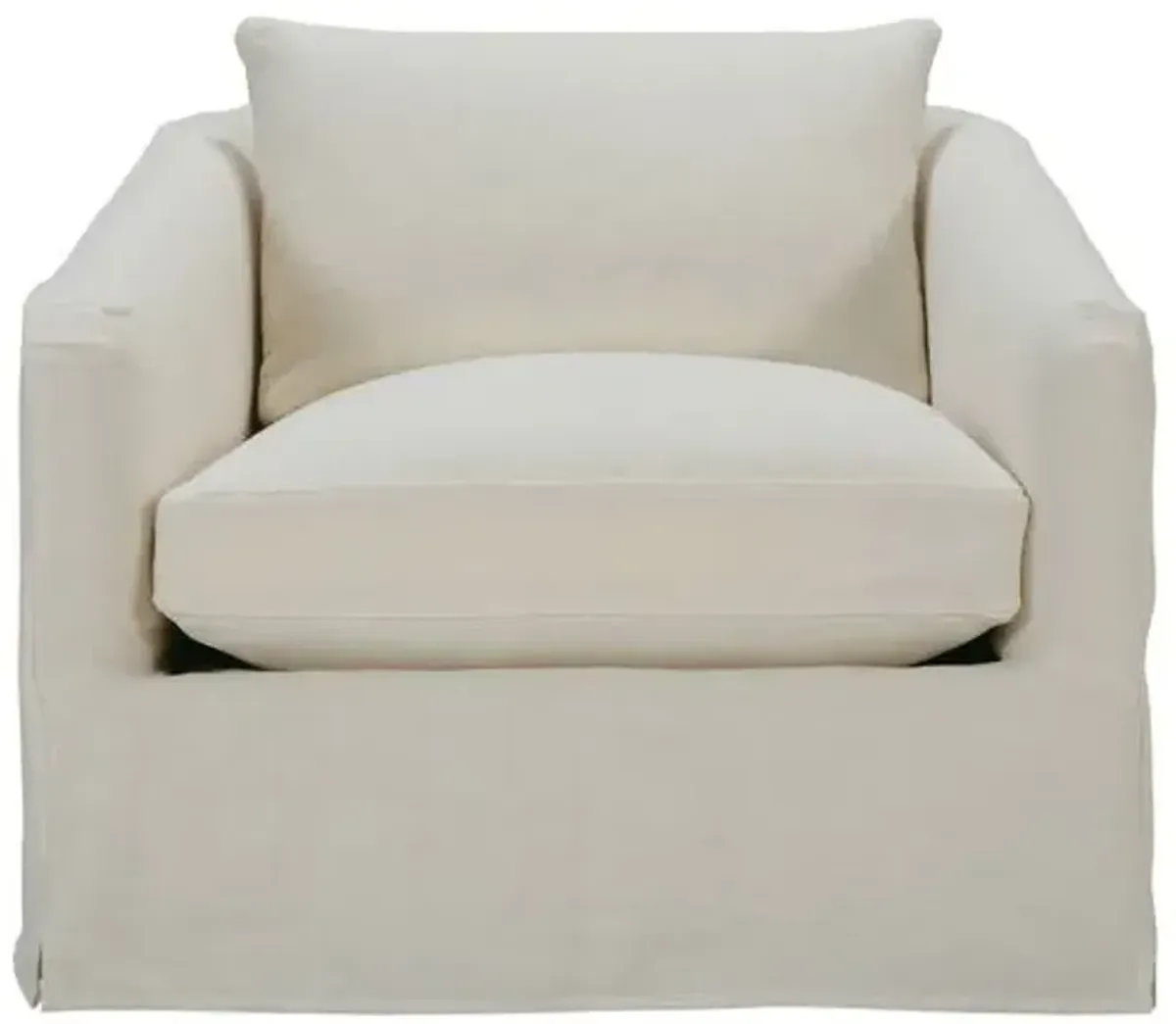 Mabel Slipcover Accent Chair - Chalk White Linen, Comfortable, Durable