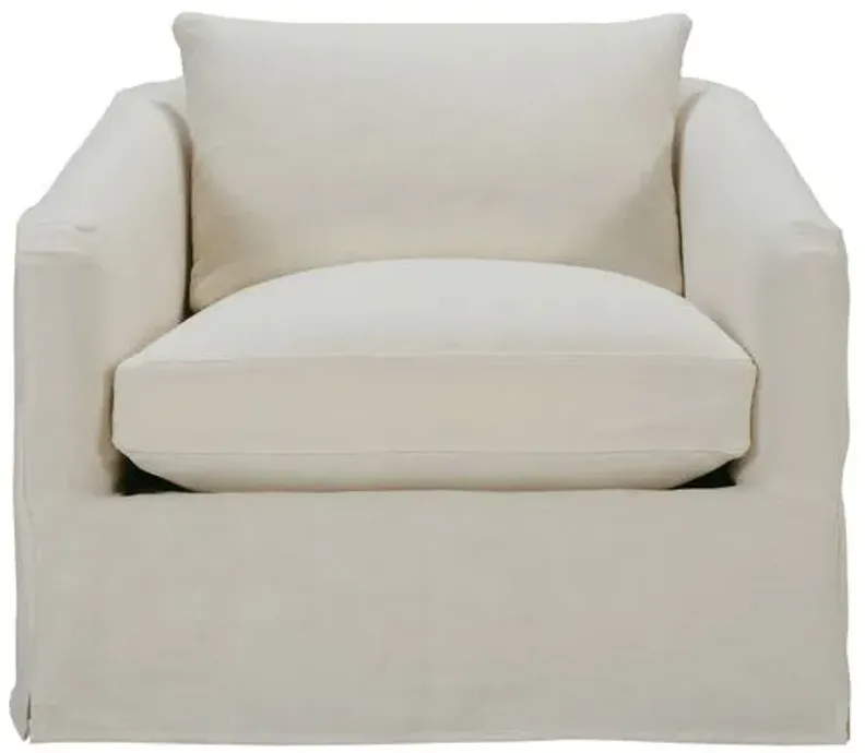 Mabel Slipcover Accent Chair - Chalk White Linen, Comfortable, Durable