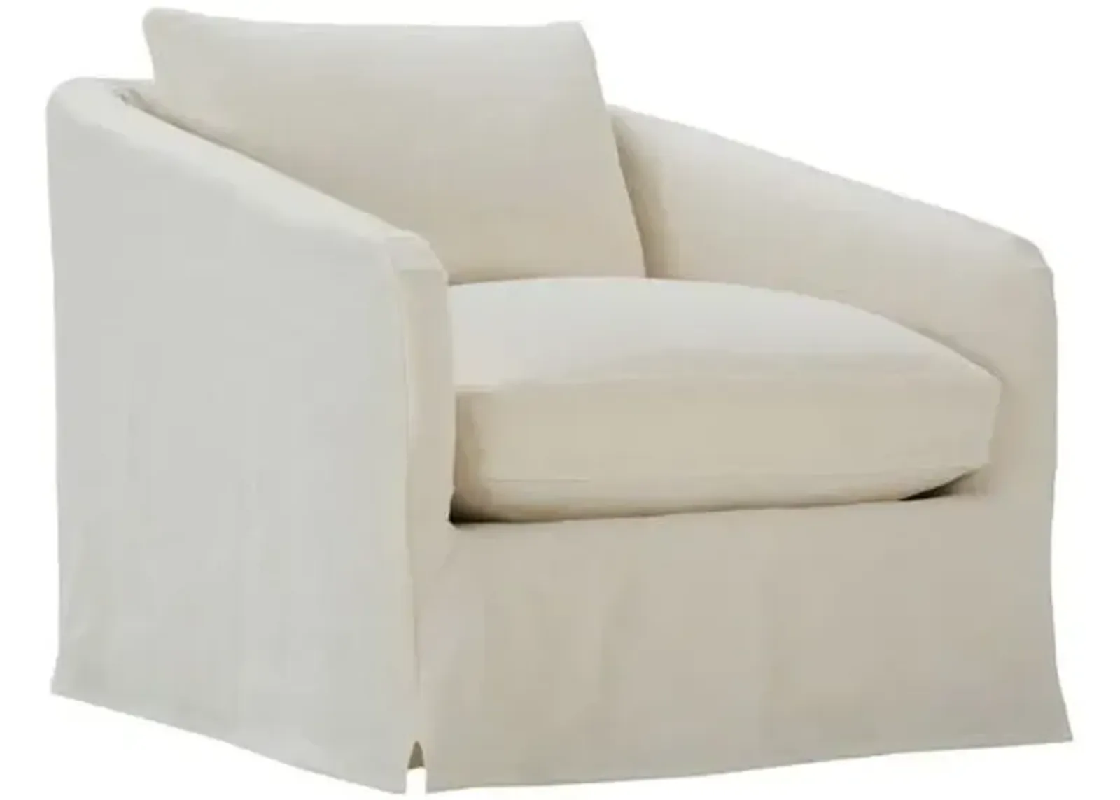 Mabel Slipcover Accent Chair - Chalk White Linen, Comfortable, Durable