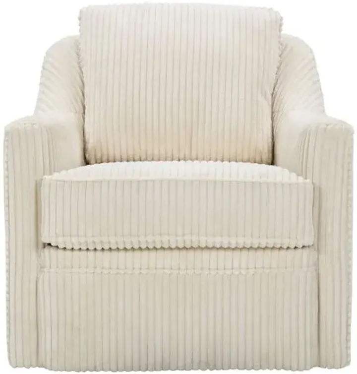 Mollie Channeled Swivel Chair - Ivory Velvet