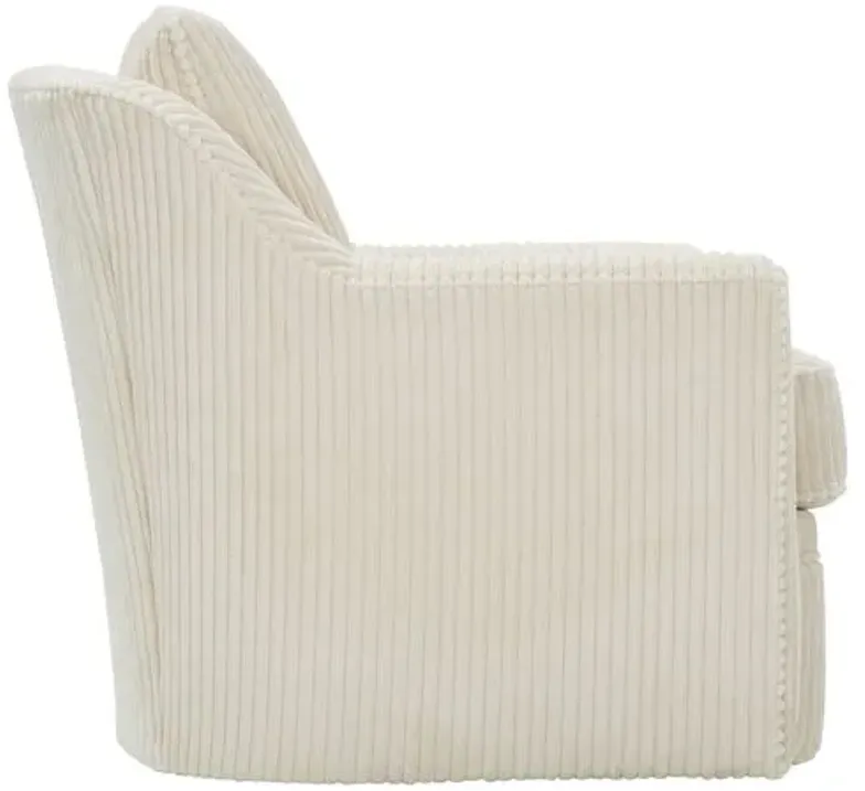 Mollie Channeled Swivel Chair - Ivory Velvet