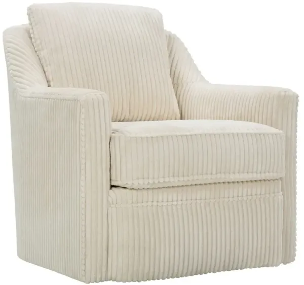 Mollie Channeled Swivel Chair, Ivory Velvet
