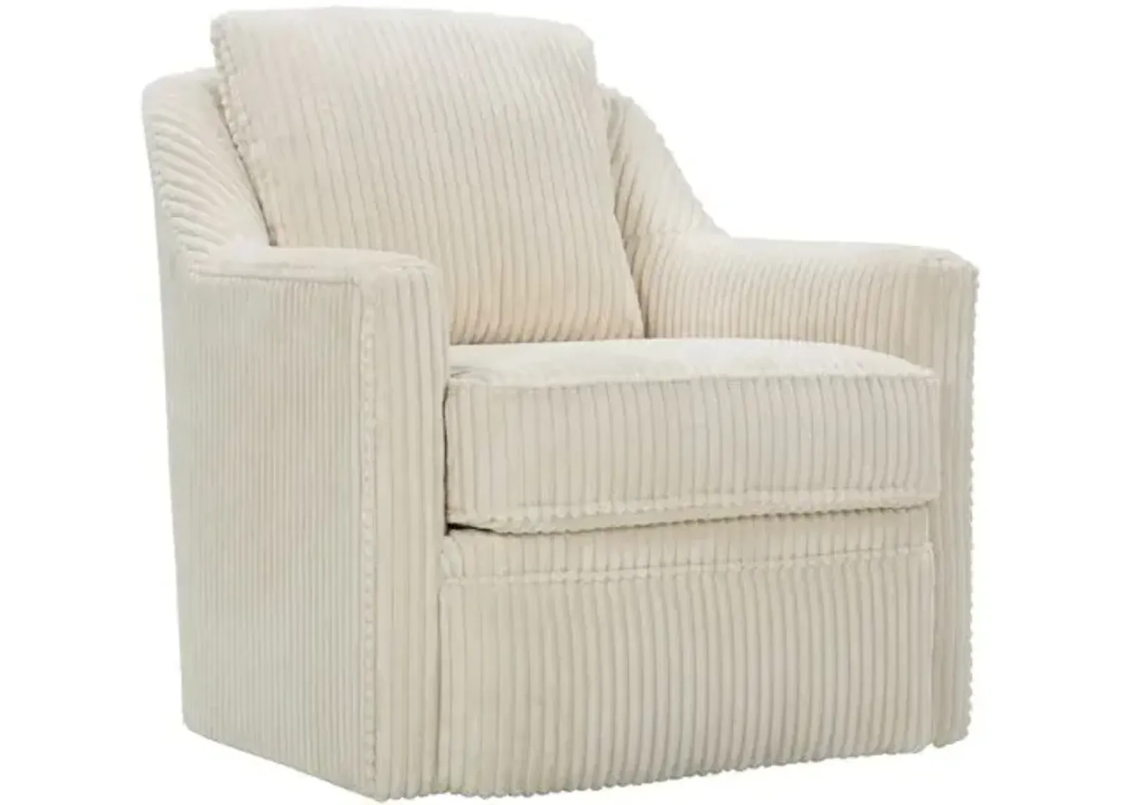 Mollie Channeled Swivel Chair - Ivory Velvet