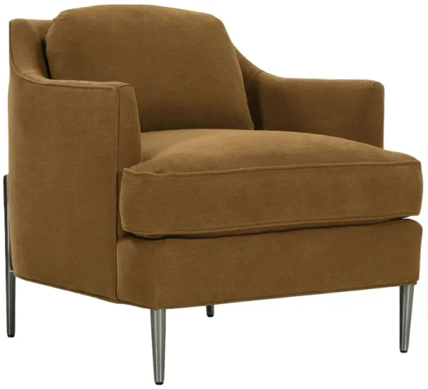 Evelyn Linen Accent Chair, Copper/Brass